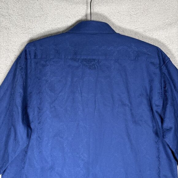 Robert Graham Shirt Men’s Size‎ 2XL Blue Paisley Flipcuff  Bouclé Knit Jacquard - Picture 13 of 16